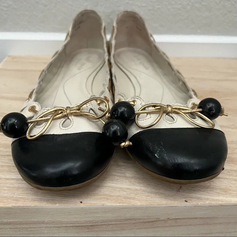 Kate Spade RARE Bauble Black Cap Toe Ballet‎ Flats 6.5